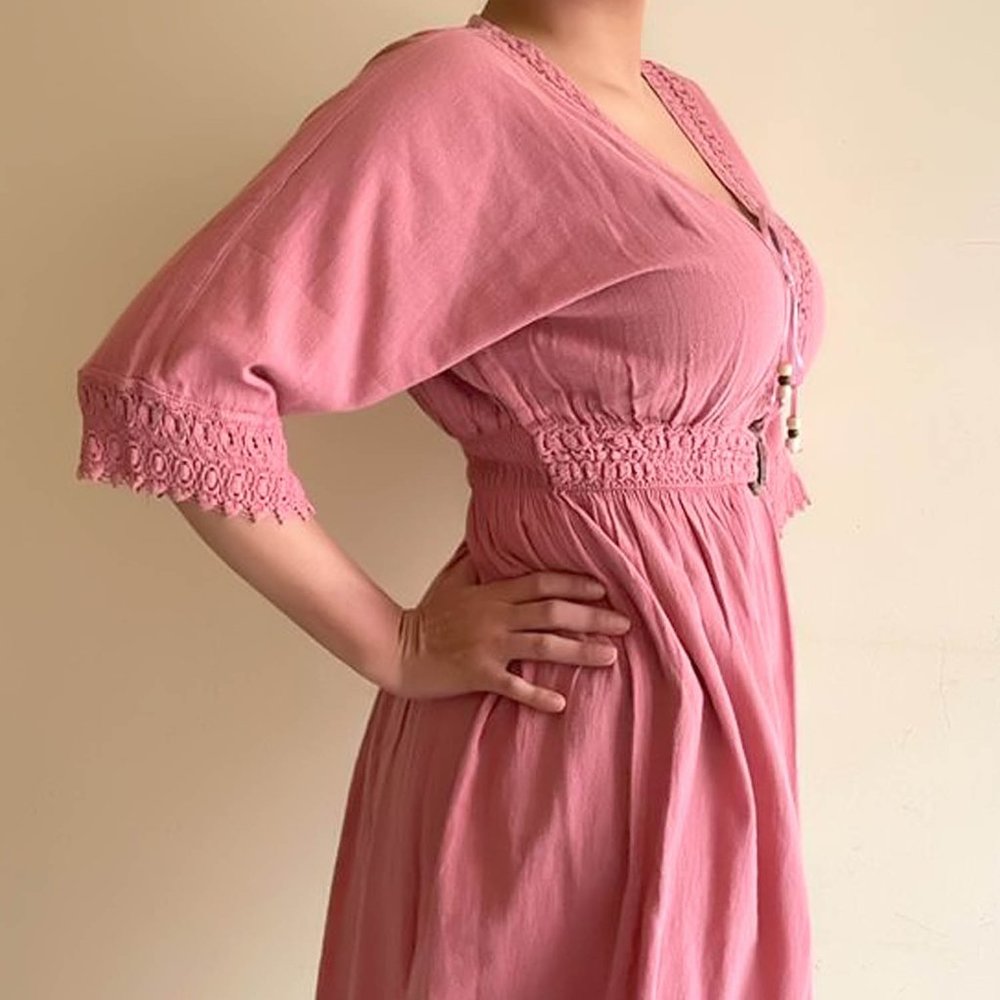 Women's Mini Dress Beachwear Casual Beach Robes Summer Dress Rose OS - Picture 6 of 11